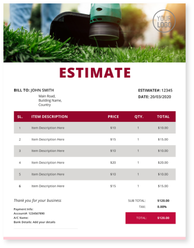 Create free landscaping estimate with InvoiceOwl
