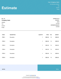 Download repair service hvac estimate template