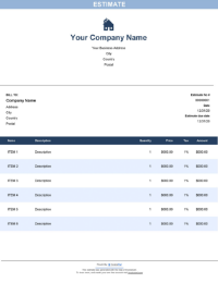 Download roof coating estimate template