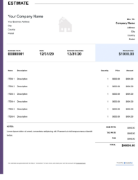 Download roof repairing estimates template