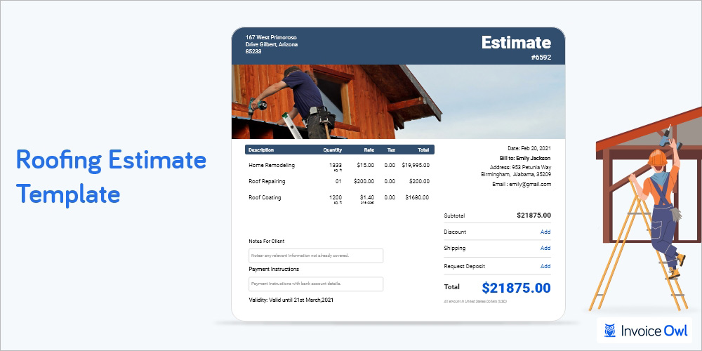 Roofing Estimate Template (Word, Excel, PDF, Google Docs)