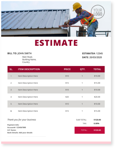 Estimate with invoiceowl