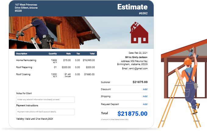 Free Download roofing estimate template for roofing business