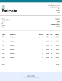 Download cold water pressure wash estimate template