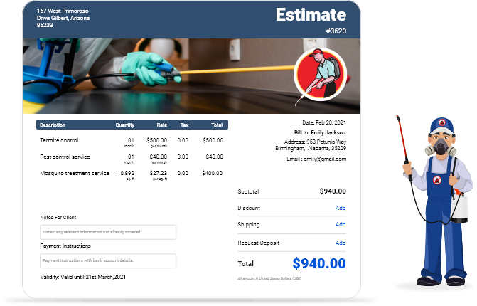  Create a free pest control estimate template