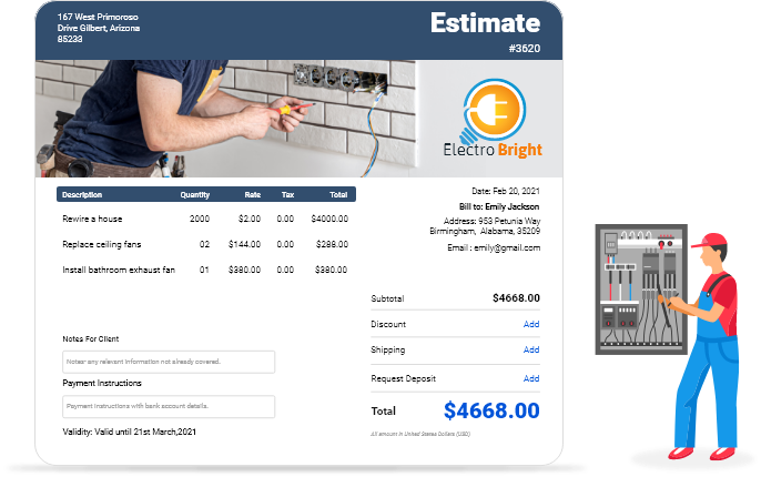 Create unlimited electrical estimate template