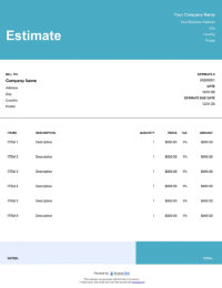 Download driveways washing estimate template