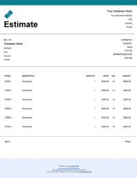 Download drywall installation estimate template