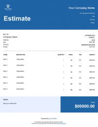 Download installation estimate template