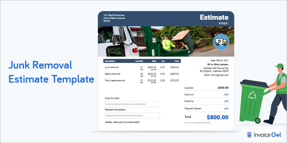 Junk Removal Estimate Template (Word, Excel, PDF, Google Docs)