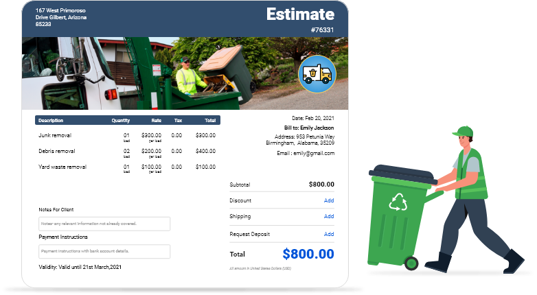 Create free junk removal estimate template