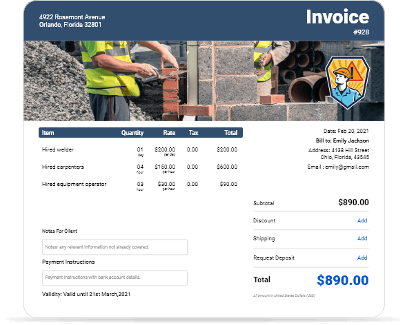 Contract Labor Invoice Template