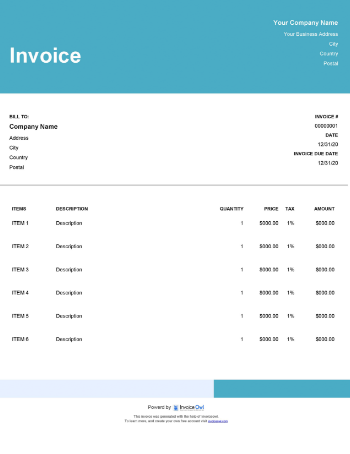 Download Ms Excel invoice template