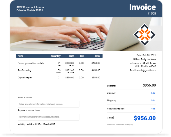 Create free modern invoice template