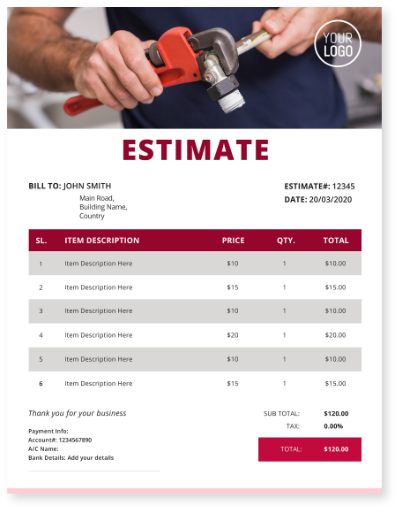  Create my free plumbing estimate with InvoiceOwl