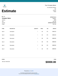 Download plumbing estimate template