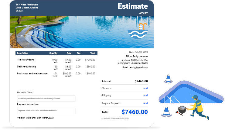 pool estimate template