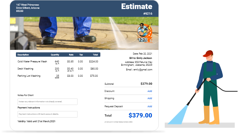 Create free pressure washing estimate template