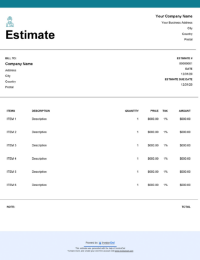Download residential services estimate template