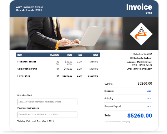 self employed invoice template