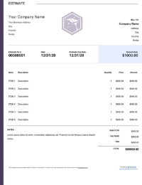 Download skylight washing estimate template