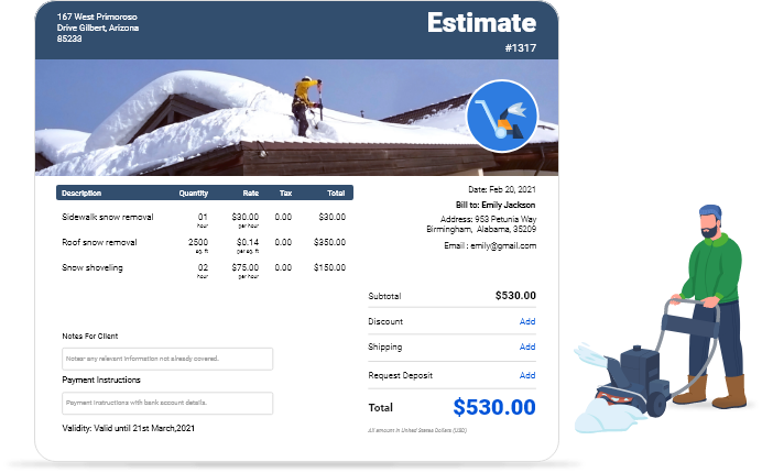 snow removal estimate