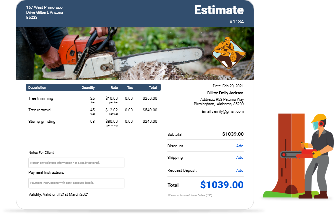  tree trimming estimate