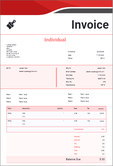 Download types of invoice template