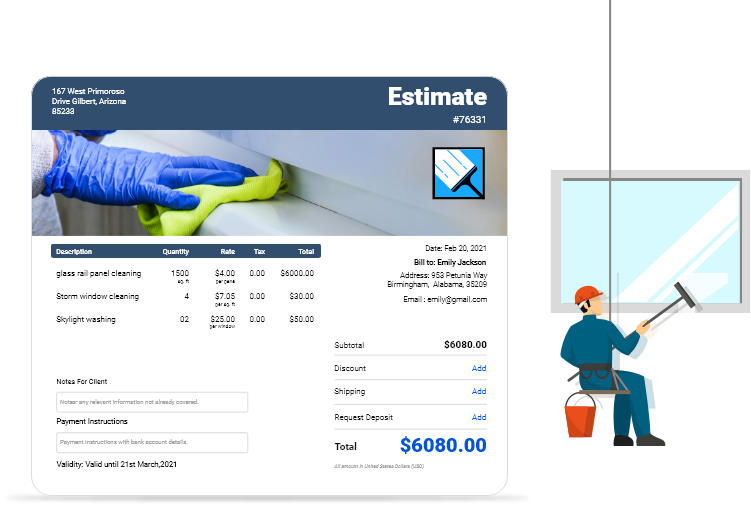 Create free window cleaning estimate template