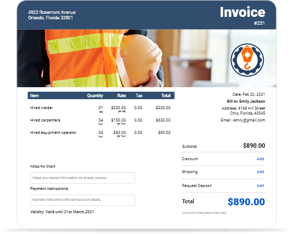 Construction Invoice Templates