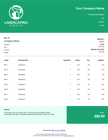 landscaping Invoice