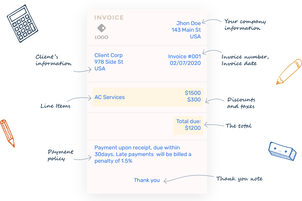 elements of word invoice