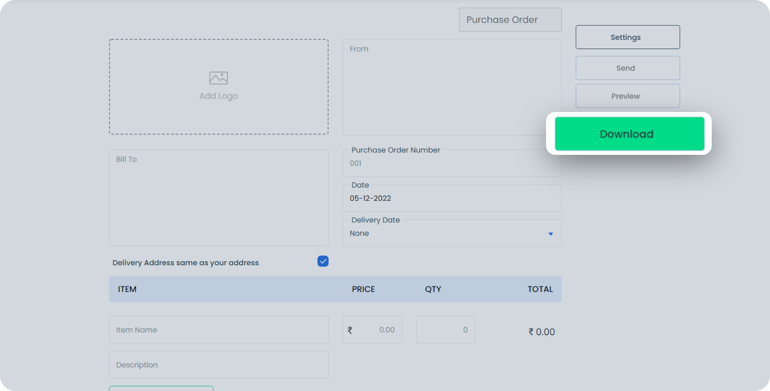 saving and sending purchase order offline