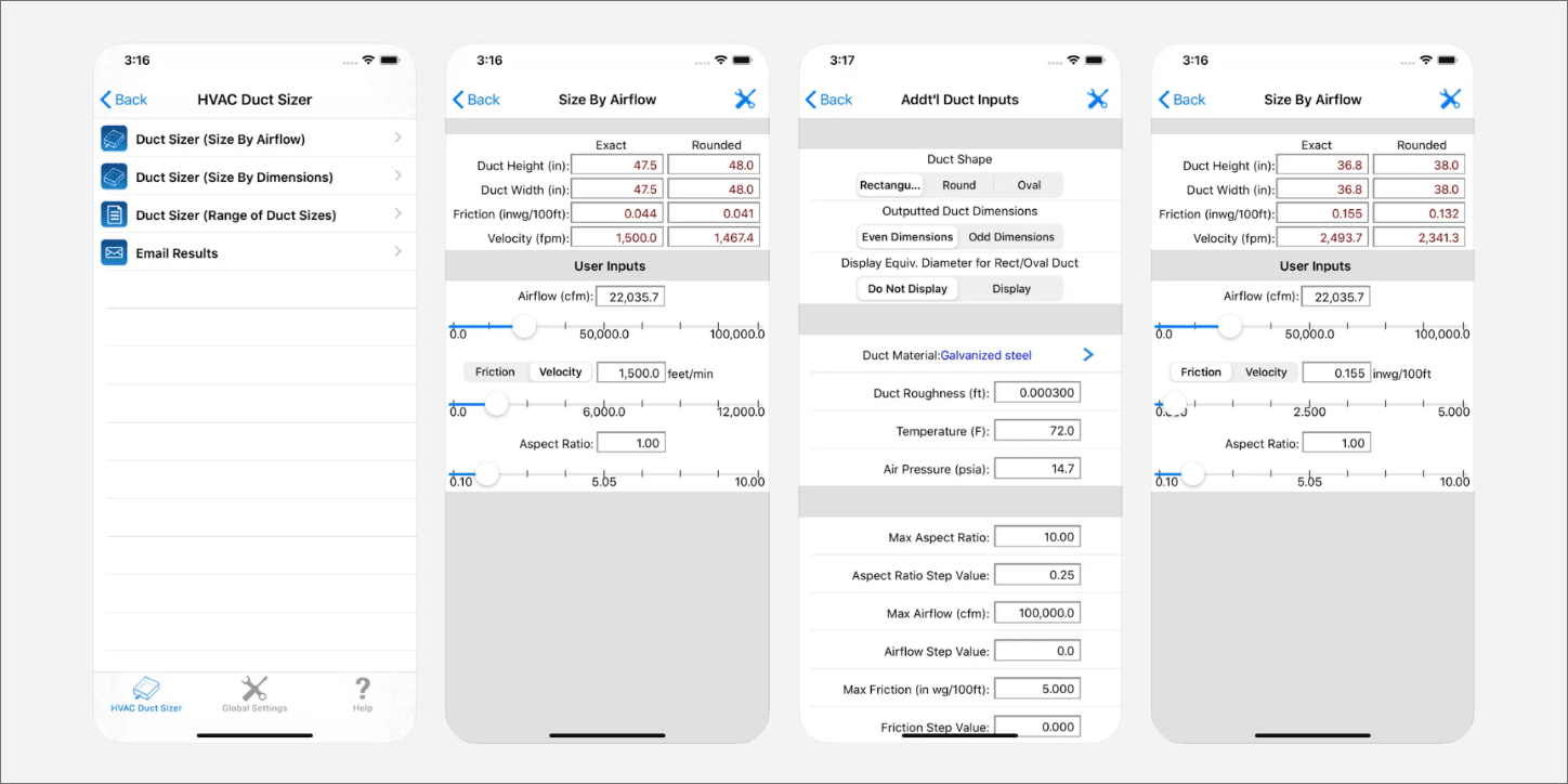 hvac duct sizer app