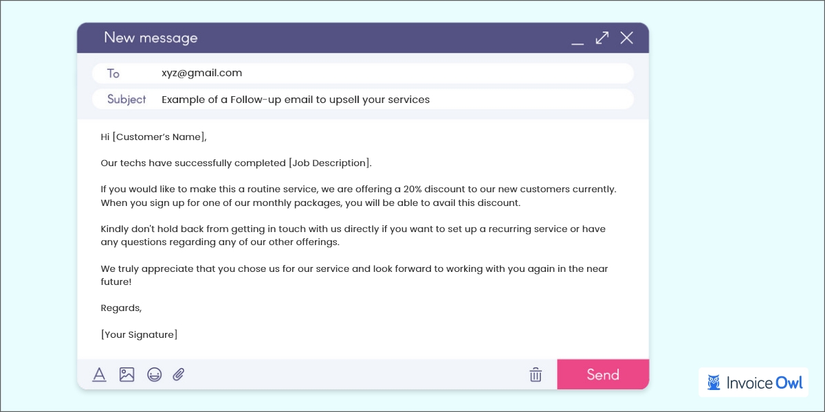 Example of a Follow-up email to upsell your services