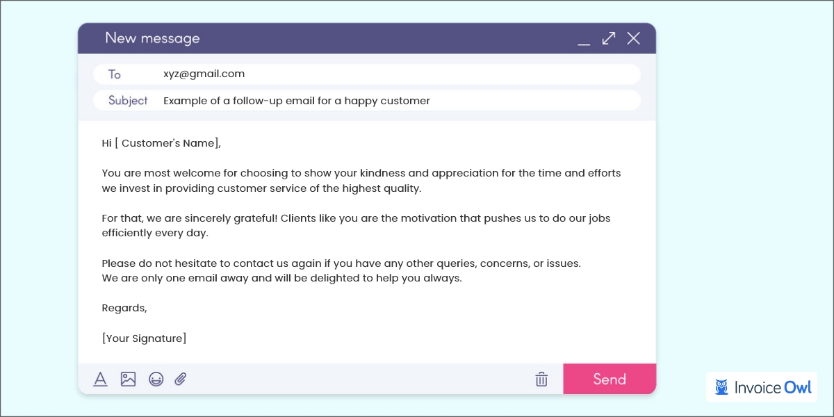 Example of a follow-up email for a happy customer