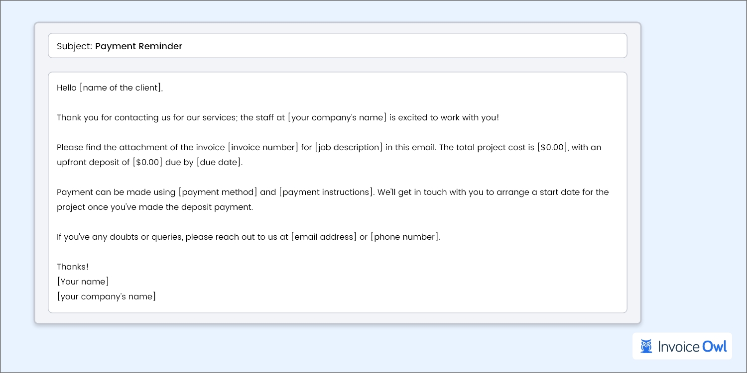Invoice email template