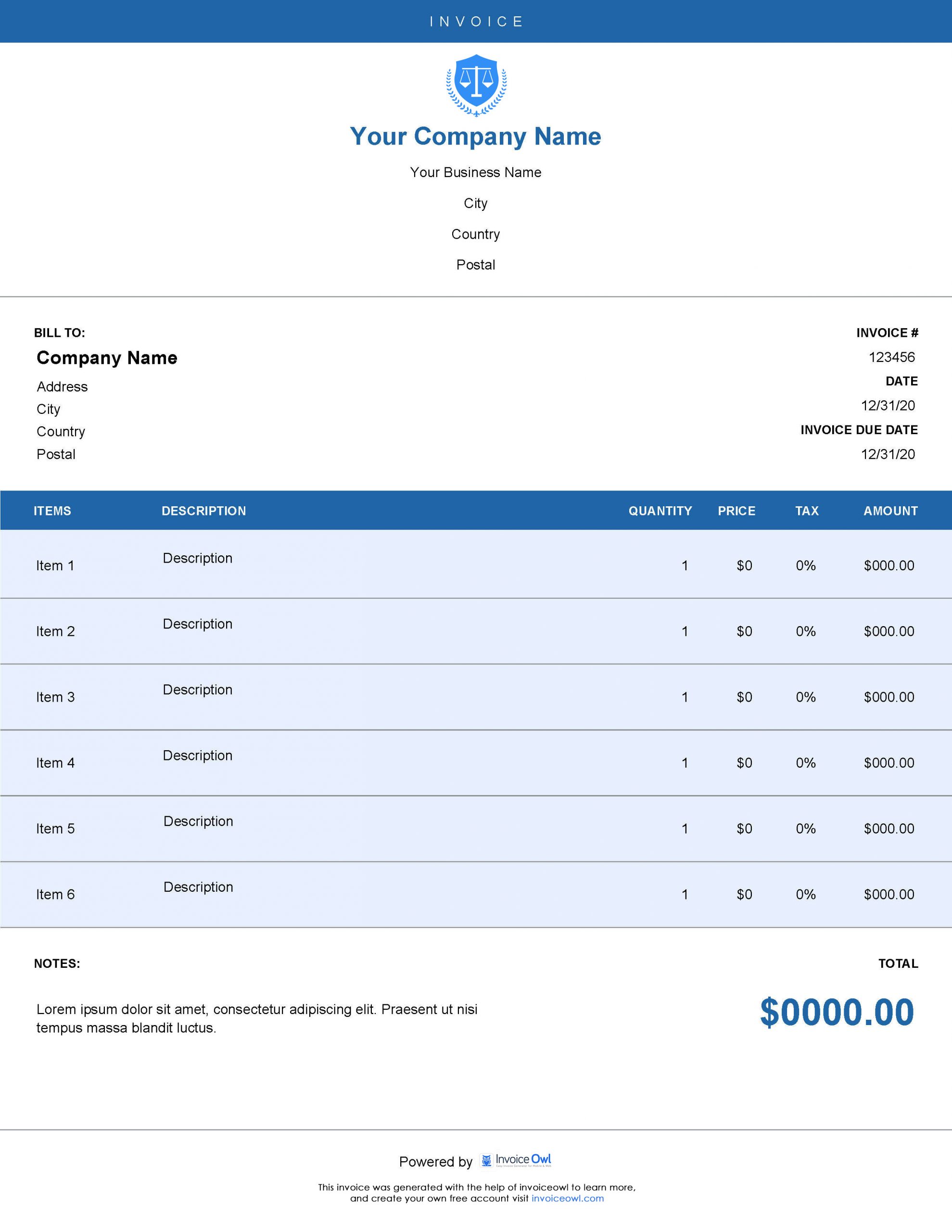 family-court-invoice-template