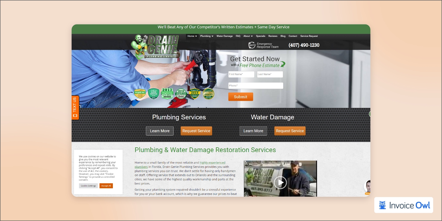Drain genie plumbing services