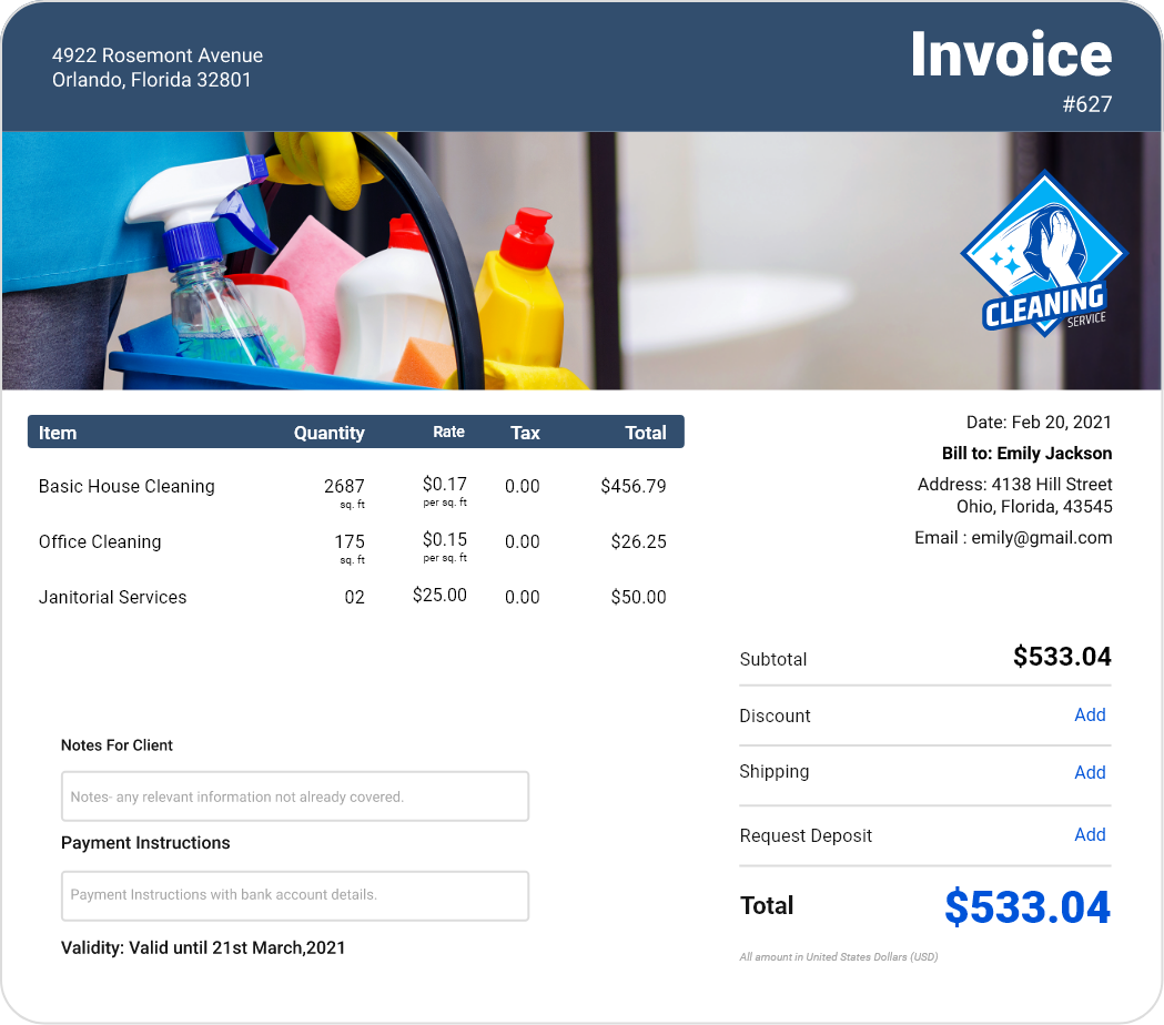 Cleaning invoice template