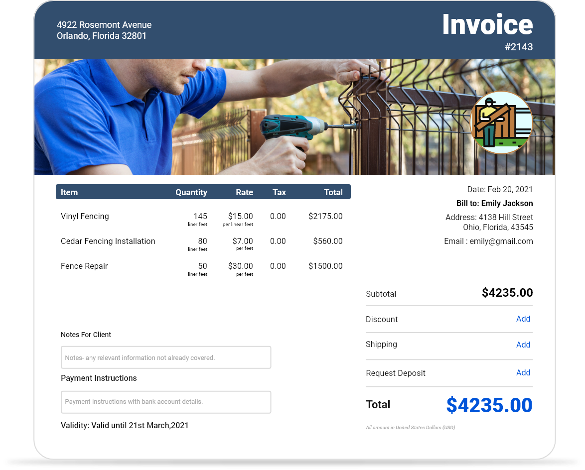 Free Fence Invoice Template