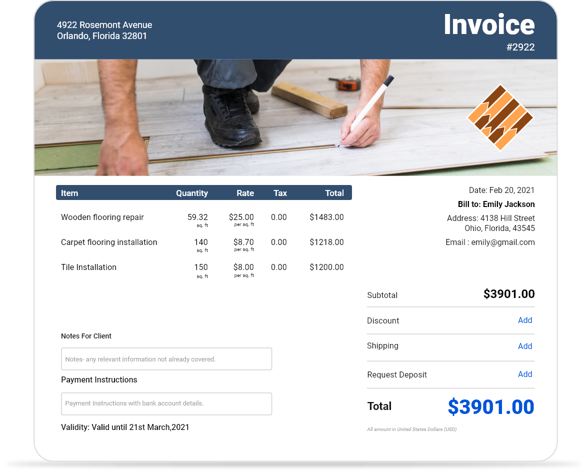 Flooring invoice template