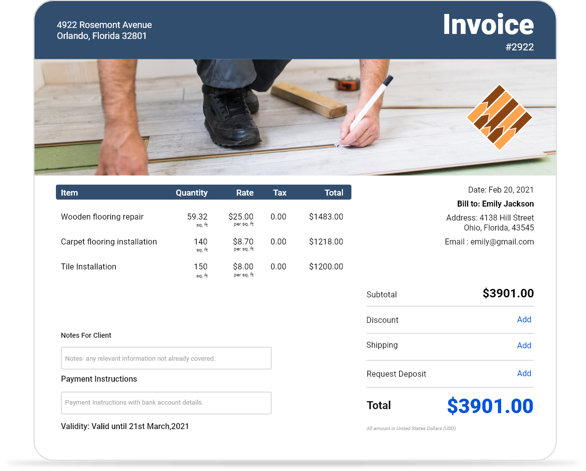 Flooring invoice template