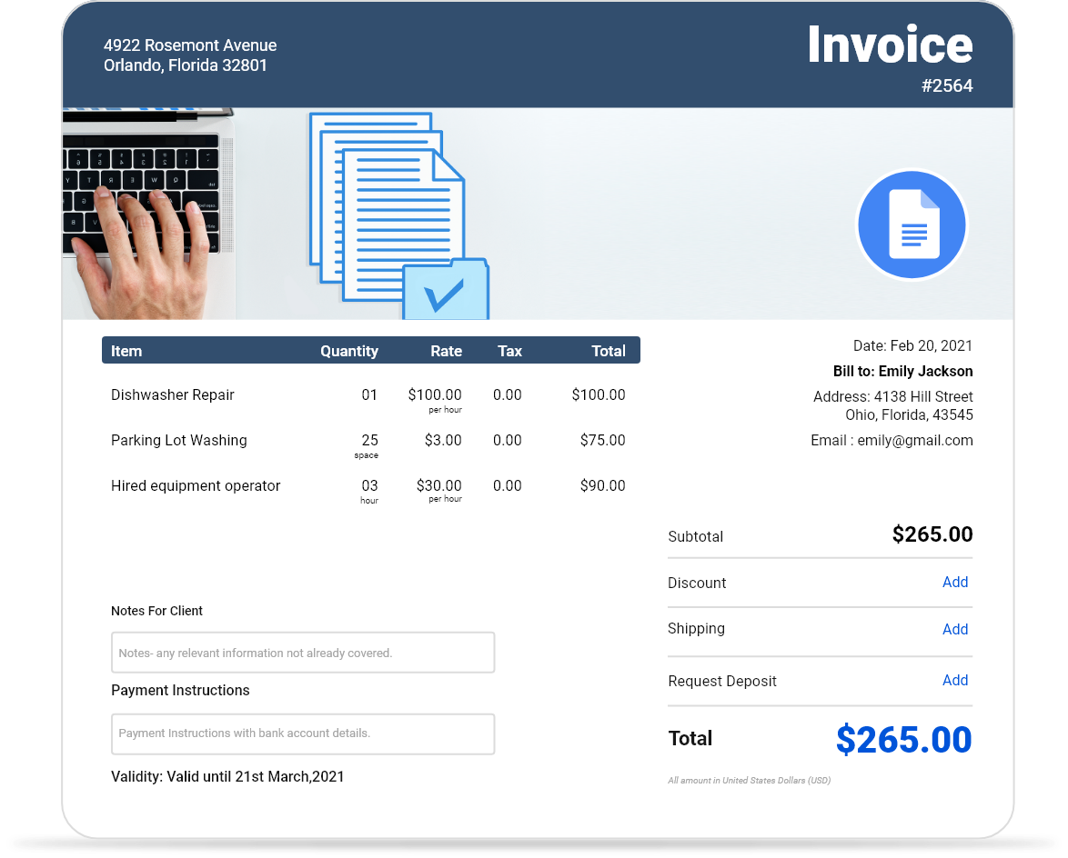 Google docs invoice template