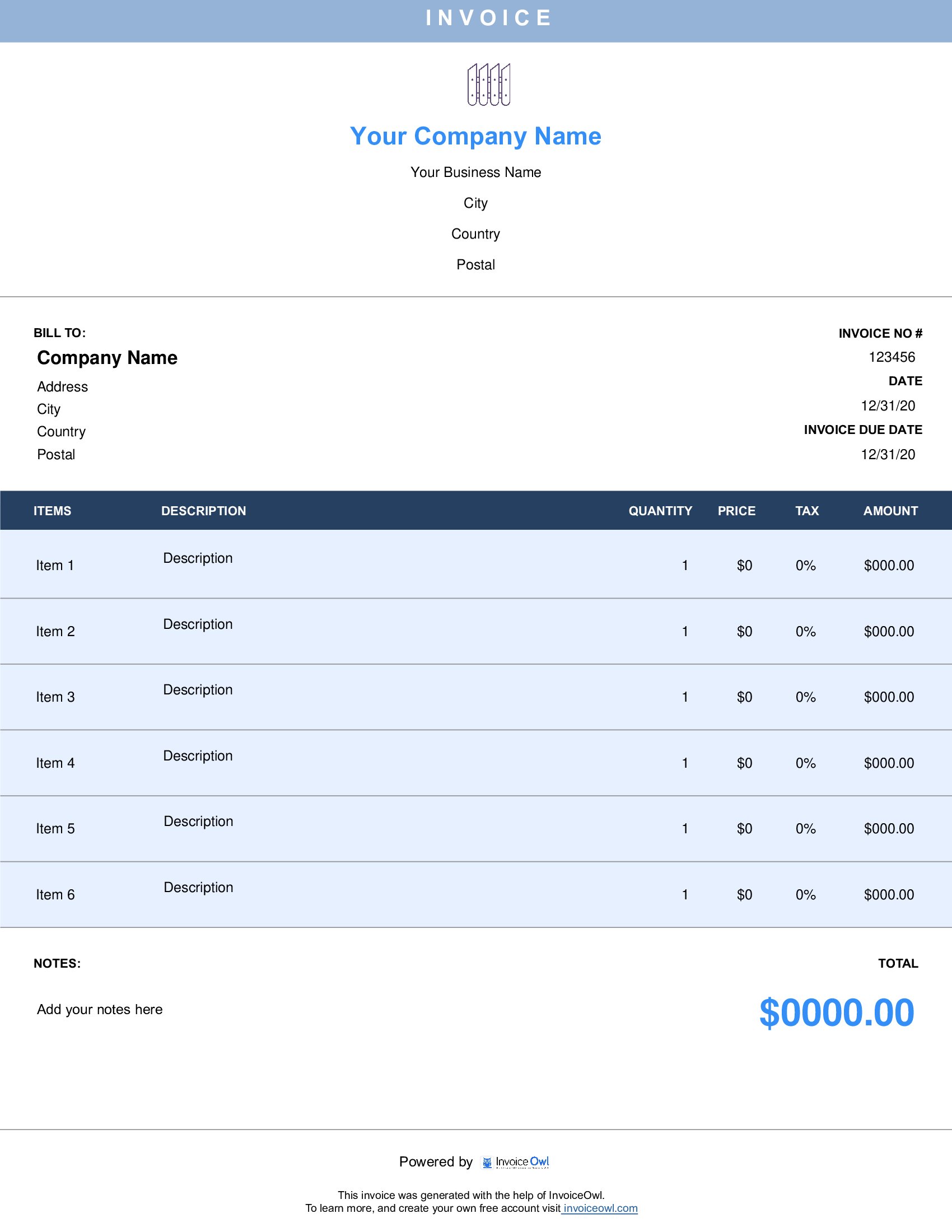 Vinyl fencing business invoice template