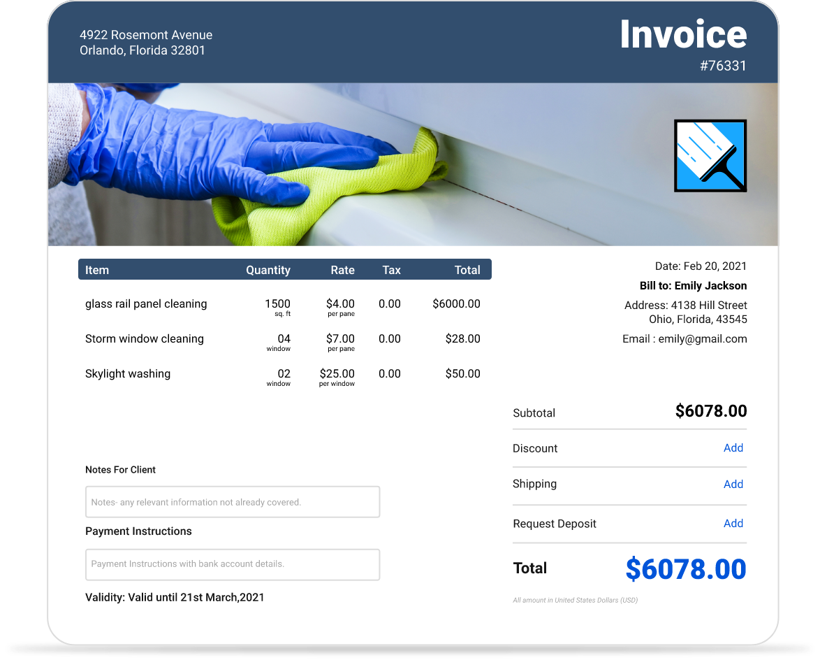 Window cleaning invoice template