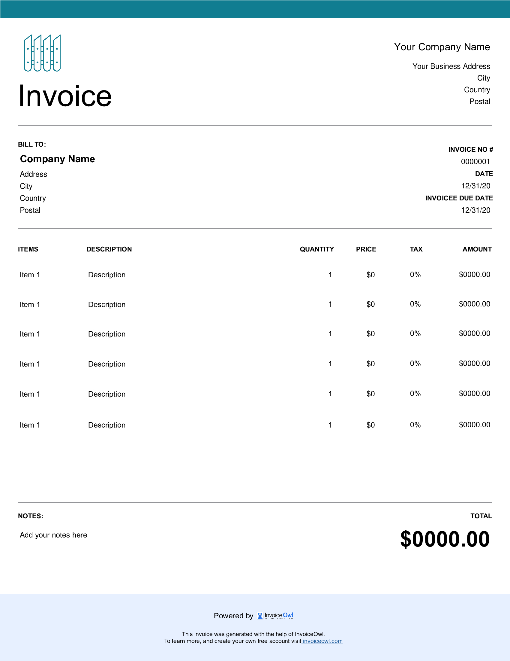 Free Fence Invoice Template