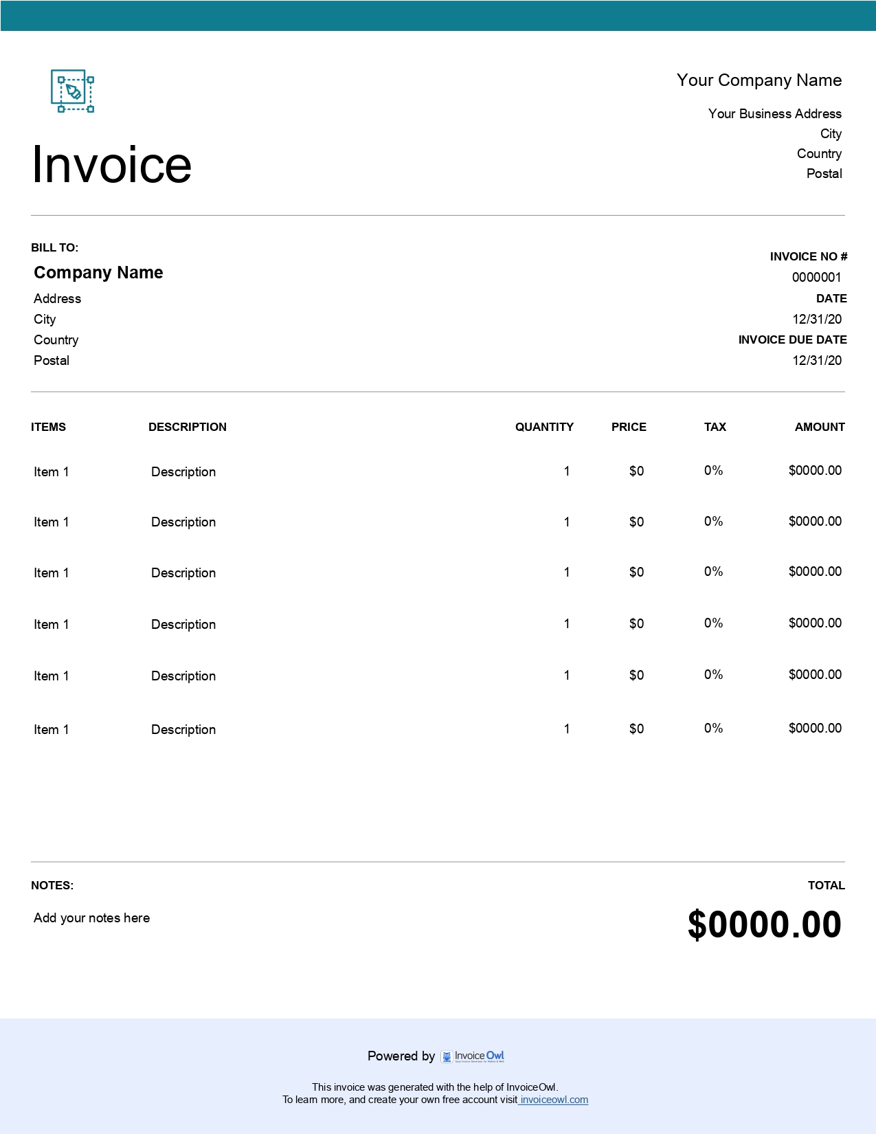 editorial design invoice template