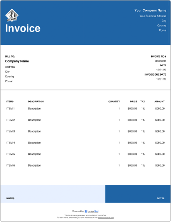 Download Ms word invoice template