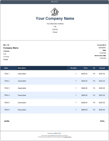 Itemized Invoice Template, Agiled